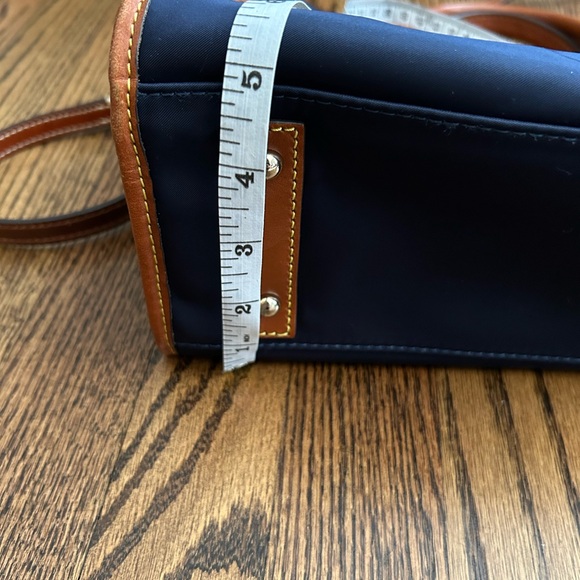 Dooney & Bourke Blue and Brown Satchel with Leather Accents - Picture 7 of 9